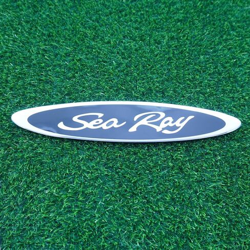 1pc 13" Sea Ray Searay Oval Searay Hull Side Logo Emblem Nameplate Sticker 13x 2-3/4 (Silver Black) in Saudi Arabia