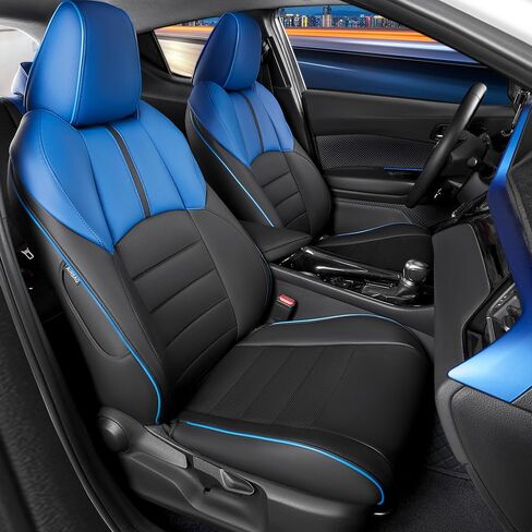Seat Covers Fit Toyota CHR 2018 2019 2020 2021 2022 2023 2024, Full Set Faux Leather, Water-Resistant Full Coverage Seat Protectors-Black/Blue in Saudi Arabia