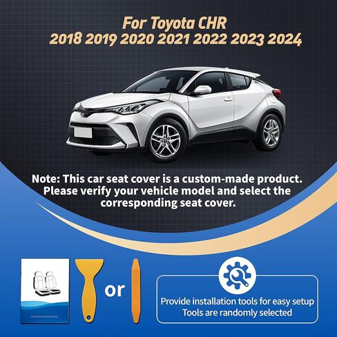 Seat Covers Fit Toyota CHR 2018 2019 2020 2021 2022 2023 2024, Full Set Faux Leather, Water-Resistant Full Coverage Seat Protectors-Black/Blue in Saudi Arabia