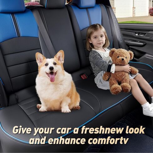 Seat Covers Fit Toyota CHR 2018 2019 2020 2021 2022 2023 2024, Full Set Faux Leather, Water-Resistant Full Coverage Seat Protectors-Black/Blue in Saudi Arabia