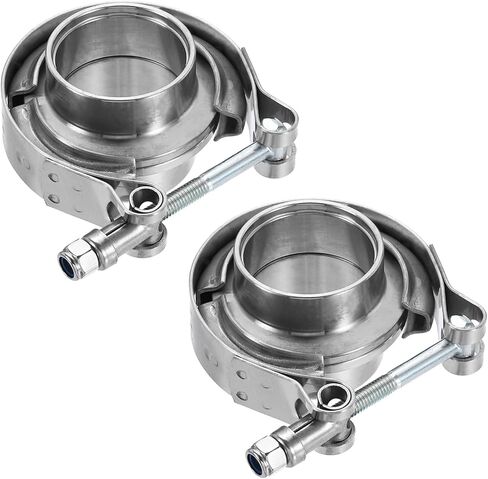 HARFINGTON 2pcs V Band Clamp with Flange 3 Inch 304 Stainless Steel Male Female V-Band Exhaust Clamp Flange Kit for Auto, Silver in Saudi Arabia