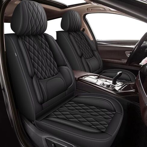 أغطية مقاعد IKABEVEM مناسبة لسيارة Toyota Highlander 2007-2026: مجموعة كاملة من أغطية مقاعد السيارة الجلدية القابلة للتنفس - واقي وسادة المقعد الداخلي للسيارات (صفين 5 مقاعد، أسود) in Kuwait