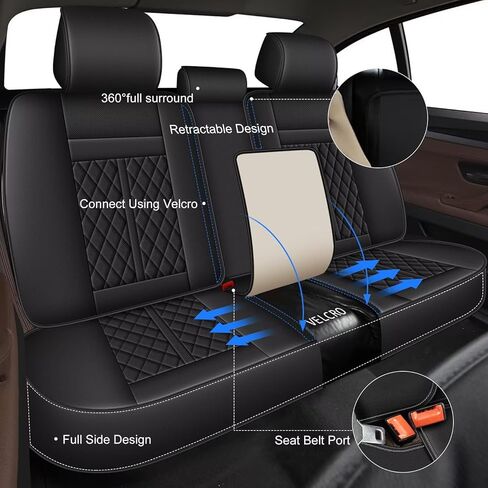 أغطية مقاعد IKABEVEM مناسبة لسيارة Toyota Highlander 2007-2026: مجموعة كاملة من أغطية مقاعد السيارة الجلدية القابلة للتنفس - واقي وسادة المقعد الداخلي للسيارات (صفين 5 مقاعد، أسود) in Kuwait