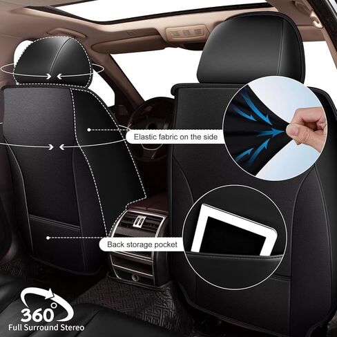أغطية مقاعد IKABEVEM مناسبة لسيارة Toyota Highlander 2007-2026: مجموعة كاملة من أغطية مقاعد السيارة الجلدية القابلة للتنفس - واقي وسادة المقعد الداخلي للسيارات (صفين 5 مقاعد، أسود) in Kuwait