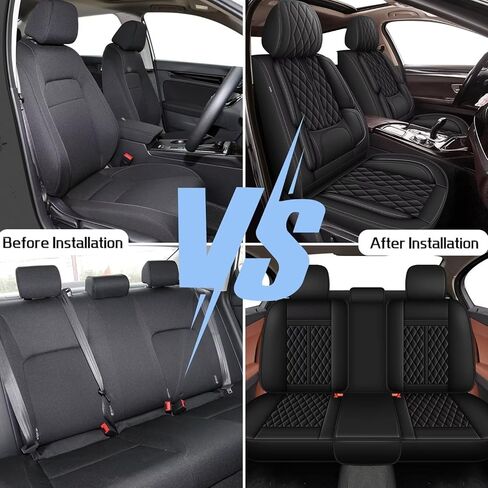 أغطية مقاعد IKABEVEM مناسبة لسيارة Toyota Highlander 2007-2026: مجموعة كاملة من أغطية مقاعد السيارة الجلدية القابلة للتنفس - واقي وسادة المقعد الداخلي للسيارات (صفين 5 مقاعد، أسود) in Kuwait