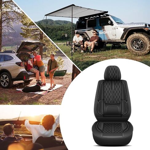 أغطية مقاعد IKABEVEM مناسبة لسيارة Toyota Highlander 2007-2026: مجموعة كاملة من أغطية مقاعد السيارة الجلدية القابلة للتنفس - واقي وسادة المقعد الداخلي للسيارات (صفين 5 مقاعد، أسود) in Kuwait