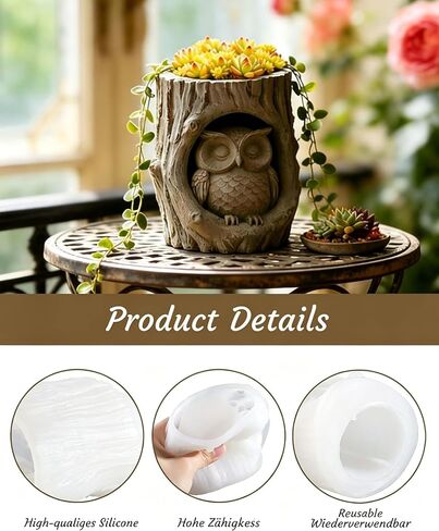 Owl Silicone Candle Holder Mold, Wood Shape Resin Storage Jar Molds, Succulent Planter Pot, Jewelry Trinket Makeup Holder, Epoxy Resin & Concrete Cement Mold for DIY Home Decor in Saudi Arabia