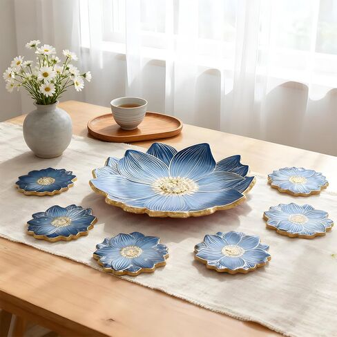 Flower Tray & Coaster Resin Molds Set, Large Flower Shaped Tray Silionce Mold with 3pcs Coaster Molds for Epoxy Resin Art, Home Decor in Saudi Arabia