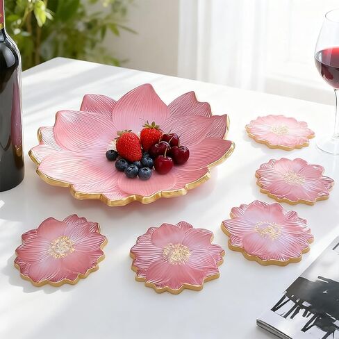 Flower Tray & Coaster Resin Molds Set, Large Flower Shaped Tray Silionce Mold with 3pcs Coaster Molds for Epoxy Resin Art, Home Decor in Saudi Arabia