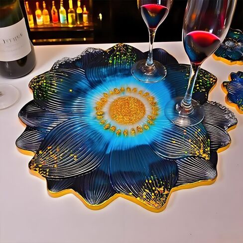 Flower Tray & Coaster Resin Molds Set, Large Flower Shaped Tray Silionce Mold with 3pcs Coaster Molds for Epoxy Resin Art, Home Decor in Saudi Arabia