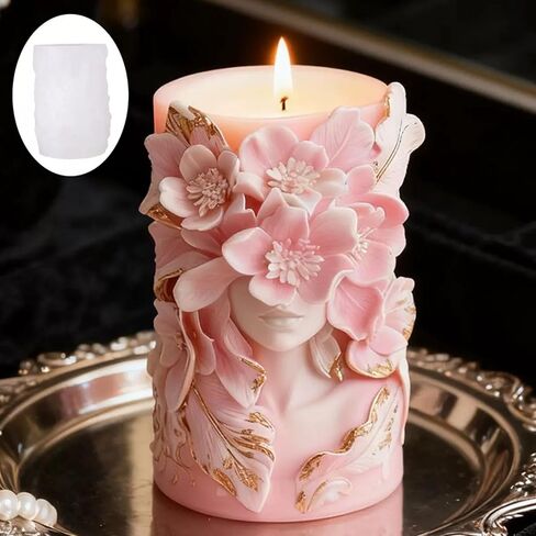 Flower Cylinder Candle Mold, Flower Pillar Resin Casting Silicone Molds for Candle Making Home Decoration in Saudi Arabia