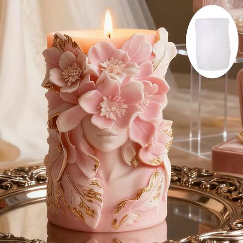 Flower Cylinder Candle Mold, Flower Pillar Resin Casting Silicone Molds for Candle Making Home Decoration in Saudi Arabia
