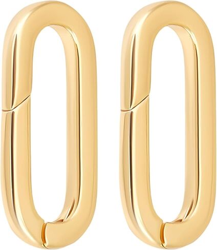 18K Gold Plated Oval Jewelry Clasps, 2Pcs Hypoallergenic Spring Bail Carabiner for Necklace Bracelet Anklet Keychain Making in Saudi Arabia