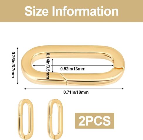 18K Gold Plated Oval Jewelry Clasps, 2Pcs Hypoallergenic Spring Bail Carabiner for Necklace Bracelet Anklet Keychain Making in Saudi Arabia