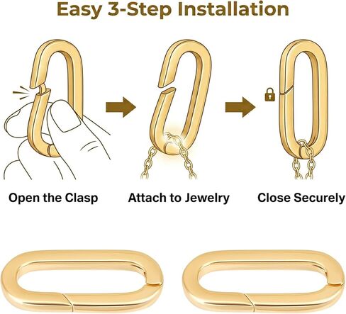 18K Gold Plated Oval Jewelry Clasps, 2Pcs Hypoallergenic Spring Bail Carabiner for Necklace Bracelet Anklet Keychain Making in Saudi Arabia