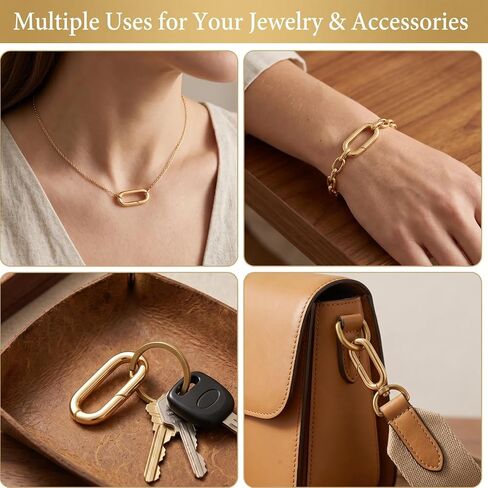 18K Gold Plated Oval Jewelry Clasps, 2Pcs Hypoallergenic Spring Bail Carabiner for Necklace Bracelet Anklet Keychain Making in Saudi Arabia