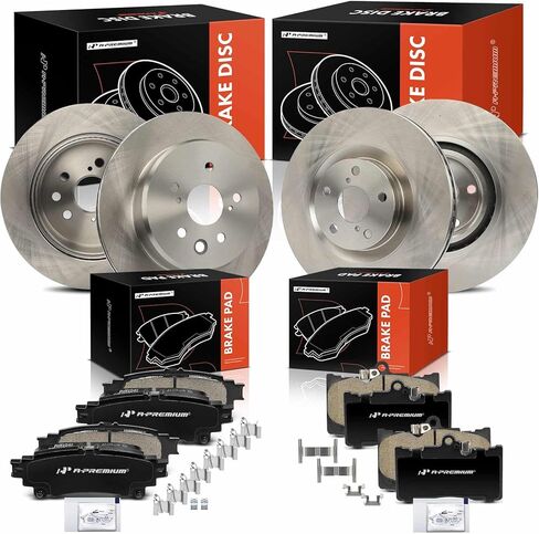 A-Premium Front and Rear Drilled and Slotted Disc Brake Rotors + Ceramic Pads Kit Compatible with Select Lexus Models - IS200T 2016, IS300 2016-2020, IS350, GS300, GS350, GS450H, RC200T, RC300, RC350 in Kuwait