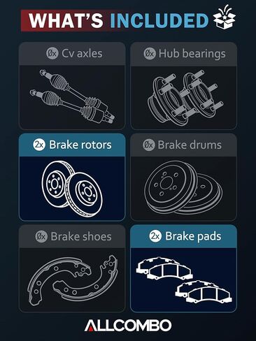 دوارات فرامل قرصية خلفية مقاس 11.06 بوصة من Allcombo ومنصات سيراميك لسيارة Toyota Avalon 2008-2012، 2007-2011 Toyota Camry، 2007-2012 Lexus ES350، 2009 2010 استبدال مجموعة الفرامل - 31433 1212 in Kuwait