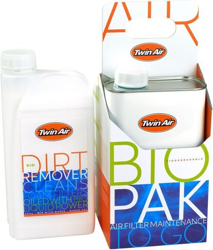 Twin Air BioPak with Liquid Bio Power Air Filter Oil (1 Liter) - Biodegradable, High-Performance Green Formula for Foam Air Filter Maintenance for Motocross, Dirt Bikes, ATVs, and Powersports in Kuwait
