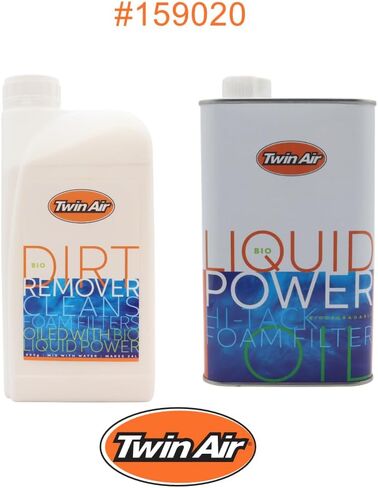 Twin Air BioPak with Liquid Bio Power Air Filter Oil (1 Liter) - Biodegradable, High-Performance Green Formula for Foam Air Filter Maintenance for Motocross, Dirt Bikes, ATVs, and Powersports in Kuwait
