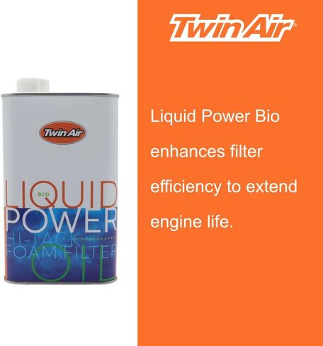 Twin Air BioPak with Liquid Bio Power Air Filter Oil (1 Liter) - Biodegradable, High-Performance Green Formula for Foam Air Filter Maintenance for Motocross, Dirt Bikes, ATVs, and Powersports in Kuwait