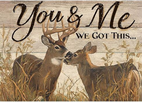 LMBADA Diamond Painting Kits for Adults Rustic Deer, 5D Wildlife Deer Diamond Art Kits, Round Full Drill Dot Painting You & Me We Got This DIY Gem Crafts Home Wall Decor Gift 16x12 Inch in Kuwait