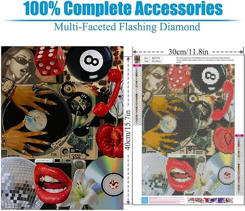 Diamond Art Kits for Adults, 5D Full Drill Retro Collage Diamond Painting Kit, Easy DIY for Beginners, Relaxing Arts and Crafts, Home Decor & Gift, 12x16 Inch in Kuwait