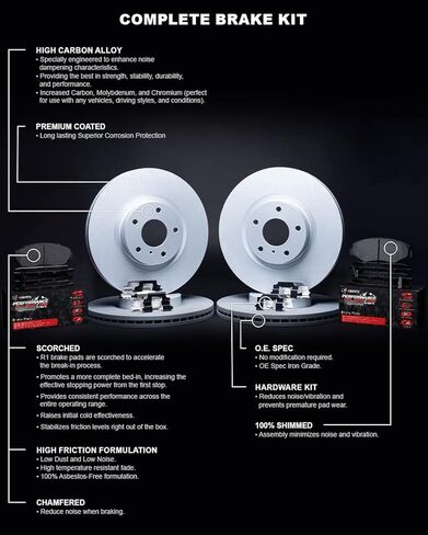 R1 Concepts Front and Rear Brake Kit Fits 2010-2023 Lexus GX460; 2010-2024 Toyota 4Runner; 2010-2021 Toyota Land Cruiser| Off-Road/Tow Pads, Blank Rotors| Hardware| 13.3" Front & 12.8" Rear in Kuwait