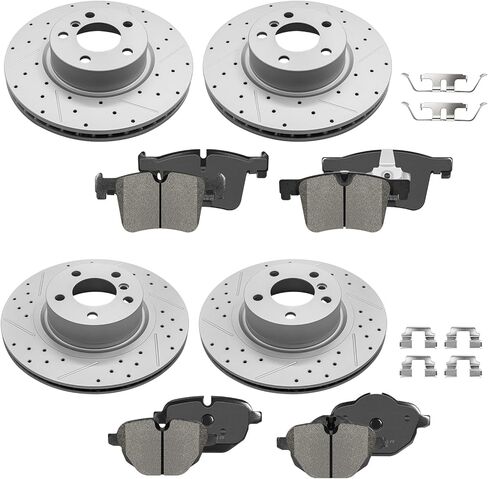 Front Rear Brake Disc Rotors & Ceramic Brake Pads Kit Fit for BMW X3 2011 2012 2013 2014 2015 2016 2017, X4 2015 All 2017-2018 xDrive28i, Replacement 12.9 inch & 12.98 inch Rotor in Kuwait