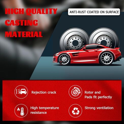 Front Rear Brake Disc Rotors & Ceramic Brake Pads Kit Fit for BMW X3 2011 2012 2013 2014 2015 2016 2017, X4 2015 All 2017-2018 xDrive28i, Replacement 12.9 inch & 12.98 inch Rotor in Kuwait
