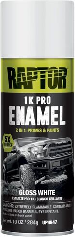 طلاء RAPTOR 1K Pro Enamel، طلاء رش احترافي للسيارات، دهانات وأساسيات، لمسة نهائية قوية ومتينة، سهل الاستخدام، 10 أونصة، أبيض in Kuwait