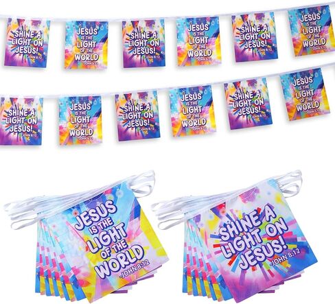 20 Pcs 2026 Vbs Decoration The Lord is My Shepherd String Flags 21.65 ft Church Banner for Vacation Bible School Sunday School Classroom 2026 Christian Activities in Saudi Arabia