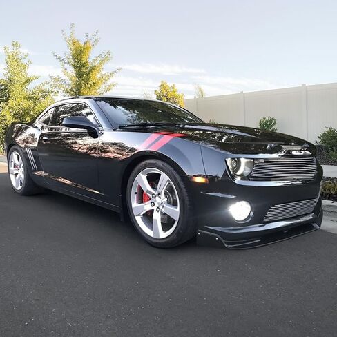 IKON MOTORSPORTS الشفة الأمامية الممتصة للصدمات متوافقة مع 2010-2013 Chevy Camaro V8 SS فقط، نمط الشارع الأسود PU Air Dam Chin Spoiler Protector Splitter، 2011 2012 in Kuwait