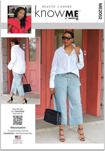 Know Me ME2052Y5 Misses' Oversized Shirt and Pants Sewing Pattern Kit by Beaute' J'Adore, Design Code ME2052, Sizes 18-20-22-24-26 in Saudi Arabia