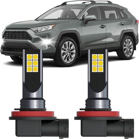 مصابيح الضباب XFLHEHD RAV4 LED تناسب Toyota RAV4 2006-2019 (باستثناء 2013-2015) مجموعة مصابيح الضباب، سطوع 300%، 6500K أبيض بارد، حزمة من 2 in Kuwait