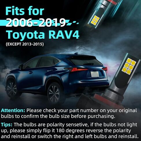 مصابيح الضباب XFLHEHD RAV4 LED تناسب Toyota RAV4 2006-2019 (باستثناء 2013-2015) مجموعة مصابيح الضباب، سطوع 300%، 6500K أبيض بارد، حزمة من 2 in Kuwait