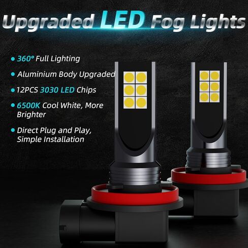 مصابيح الضباب XFLHEHD RAV4 LED تناسب Toyota RAV4 2006-2019 (باستثناء 2013-2015) مجموعة مصابيح الضباب، سطوع 300%، 6500K أبيض بارد، حزمة من 2 in Kuwait