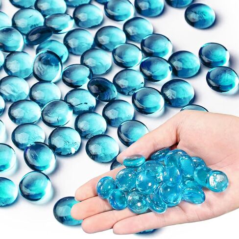 50 Pcs Flat Glass Marbles, Decorative Glass Gem Stones, Fillers for Vases Table Scatter Craft Supplies Home Decor(Clear) in Kuwait