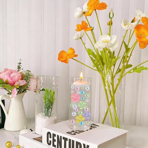 10150 PCS Spring Vase Filler Set Artificial Flower Pearl Beads for Vases Filler, 5 Colors Plastic Flowers, 5 Colors Artificial Pearls for Home Table Decor, Wedding Party Decoration in Saudi Arabia
