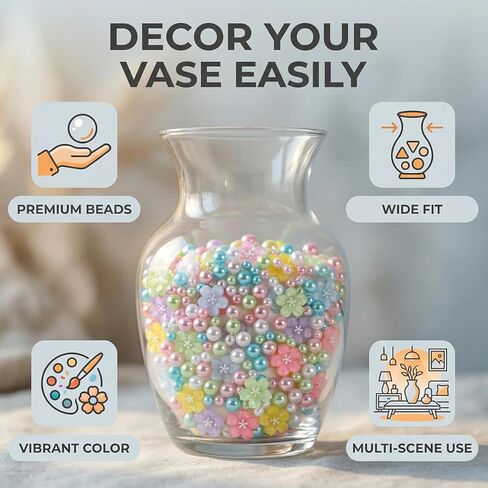 10150 PCS Spring Vase Filler Set Artificial Flower Pearl Beads for Vases Filler, 5 Colors Plastic Flowers, 5 Colors Artificial Pearls for Home Table Decor, Wedding Party Decoration in Saudi Arabia