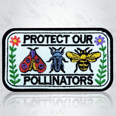 Protect Our Pollinators Patch 3 Inch Floral Butterfly Bees Nature Lover Garden Embroidered Patches Sew On Iron On for Backpack, Jacket, Hat DIY Clothes Gift for Men Women in Kuwait