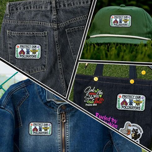 Protect Our Pollinators Patch 3 Inch Floral Butterfly Bees Nature Lover Garden Embroidered Patches Sew On Iron On for Backpack, Jacket, Hat DIY Clothes Gift for Men Women in Kuwait