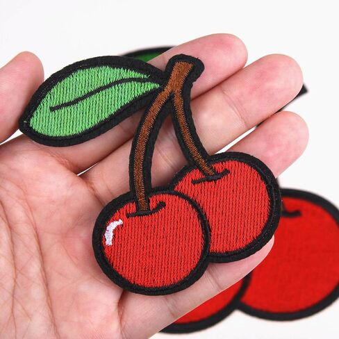 3-Piece Cute Red Cherry Fruit Applique Patches, Embroidered Iron-on/Sew-on Patch Badge Applique Funny Patches for Jackets, Clothing, DIY Accessories & Crafts, Hats, Backpacks, Jeans, Bags in Saudi Arabia