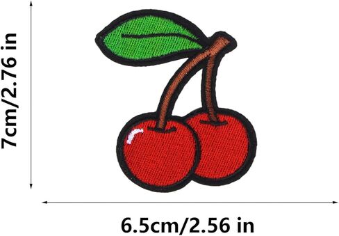 3-Piece Cute Red Cherry Fruit Applique Patches, Embroidered Iron-on/Sew-on Patch Badge Applique Funny Patches for Jackets, Clothing, DIY Accessories & Crafts, Hats, Backpacks, Jeans, Bags in Saudi Arabia