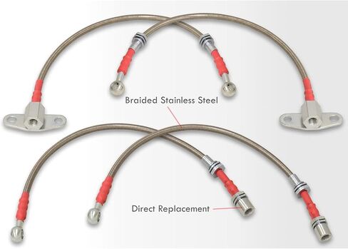 AJP Distributors Silver Stainless Steel Braided Oil Brake Lines Hoses Cable Kit 4PC Front & Rear Set Compatible/Replacement For MR2 SW20 Base 5S-FE Turbo 3S-GTE 1991 1992 1993 1994 1995 91 92 93 94 95 in Kuwait