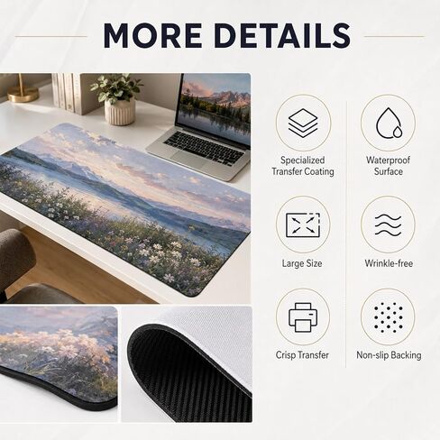 6 Pcs Sublimation Blanks Playmat 14x24 Inch: Large Non-Slip Rubber Base Desk Pad for Office, Mat Acessories for Computer Table or Keyboard Gaming (White) in Saudi Arabia