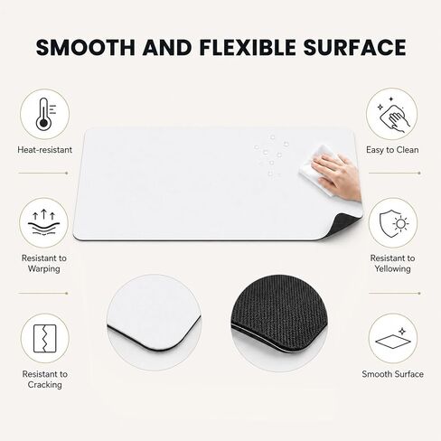6 Pcs Sublimation Blanks Playmat 14x24 Inch: Large Non-Slip Rubber Base Desk Pad for Office, Mat Acessories for Computer Table or Keyboard Gaming (White) in Saudi Arabia