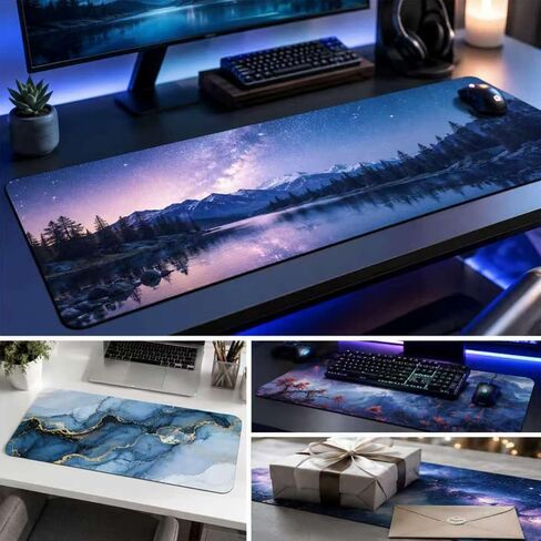 6 Pcs Sublimation Blanks Playmat 14x24 Inch: Large Non-Slip Rubber Base Desk Pad for Office, Mat Acessories for Computer Table or Keyboard Gaming (White) in Saudi Arabia