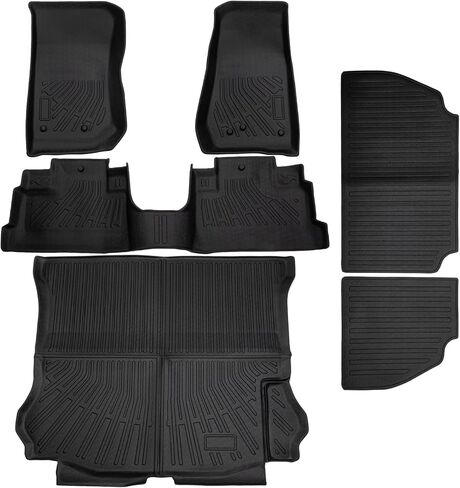 Floor Mats for Jeep Wrangler JK 4-Door 2007-2018, All Weather Cargo Liner, Heavy Duty TPE Cargo Mats Custom Fit Wrangler 4-Door Floor Mats Accessories Full Set with Trunk Mat & Backrest Mat. in Saudi Arabia