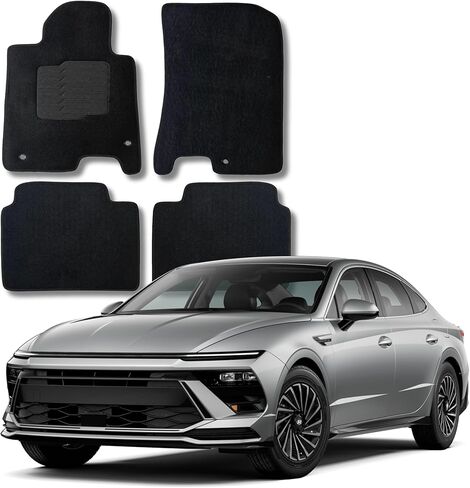 ecoMats Carpet Floor Mats Fit for 2020-2026 Hyundai Sonata and Kia K5 2021 to 2026 (Only for FWD Models), 1st and 2nd Rows Set with Driver Heel Pad, Black in Kuwait